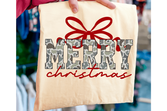 Camo Merry Christmas PNG, Bow Christmas Illustrations Review