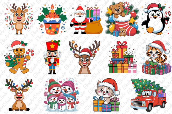 Christmas Characters Clipart Bundle for Modern Illustrations