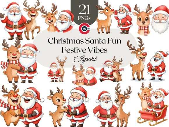 Christmas Cute Santa and Reindeer PNGs Review