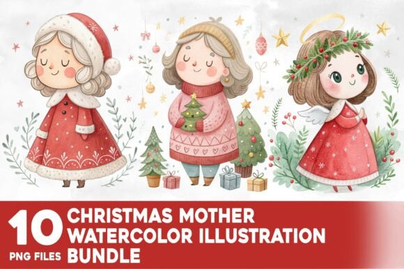 Christmas Mother Watercolor Bundle: A Designer’s Review for Illustrations