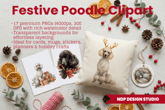 Christmas Poodle Watercolor Clipart Set: A Designer’s Review