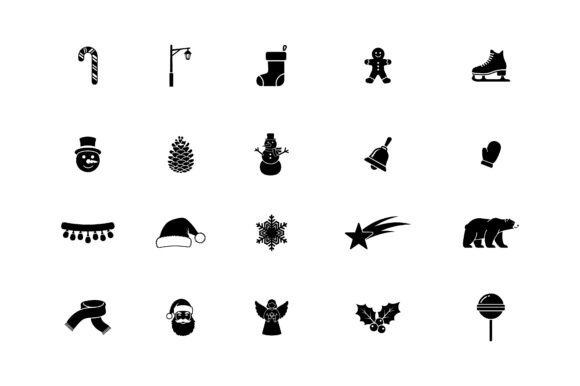 Christmas Silhouette Icon Bundle Vector Illustrations