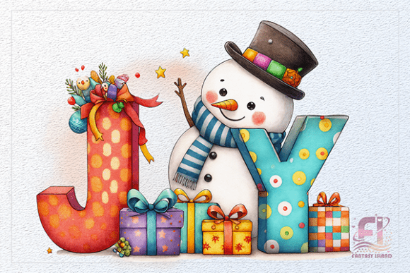Christmas Snowman JOY Sublimation PNG in Illustrations