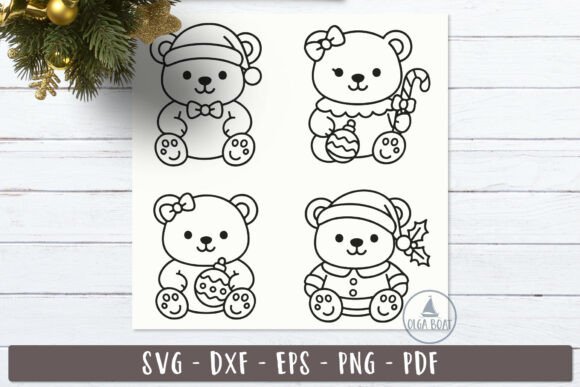 Christmas Teddy Bear SVG Clipart Design for Illustrations