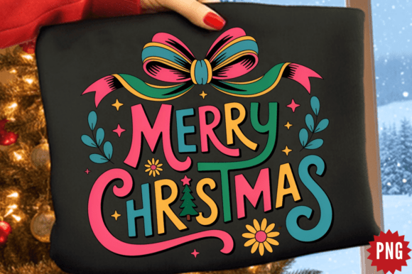 Coquette Bow Merry Christmas PNG Design for Illustrations