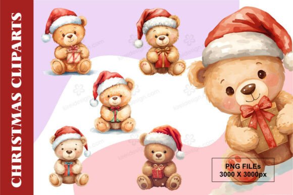 Cute Christmas Bears Clipart for Illustrations