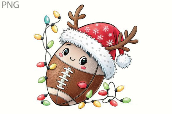 Funny Football Christmas PNG and Illustrations