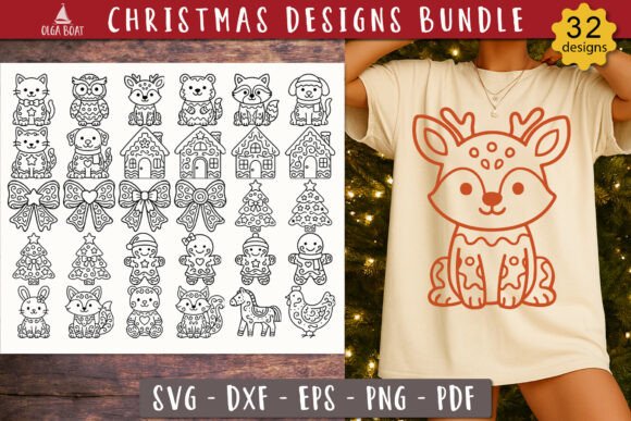 Gingerbread Christmas Animal SVG Bundle: Seasonal Illustrations for Blog Design