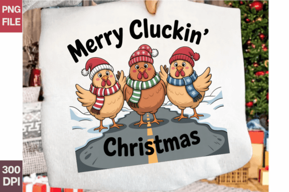 Merry Cluckin’ Christmas Chicken PNG in Illustrations