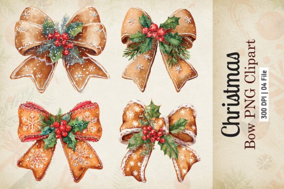 Modern Christmas Bow PNG Clipart