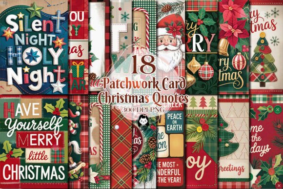 Patchwork Christmas Card Quotes Bundle Review: Illustrations for Holiday Marketing