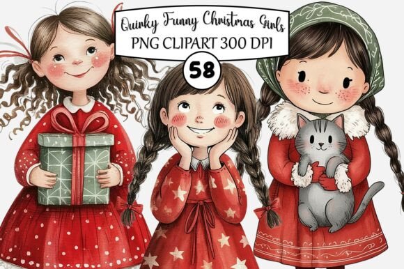 Quirky Funny Christmas Girls Clipart Review