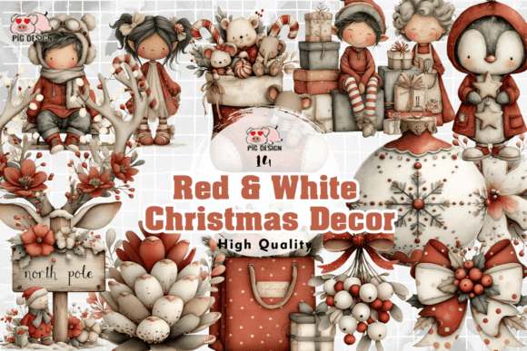 Red White Christmas Decor Clipart PNG: A Designer’s Review for Illustrations