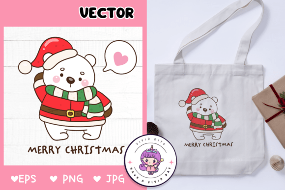 Santa Polar Bear in Christmas Cartoon