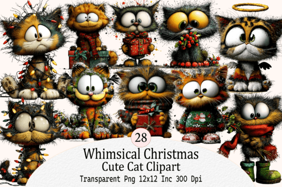 Whimsical Christmas Cute Cats Clipart Review