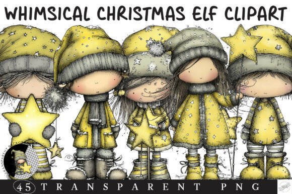 Whimsical Holiday Christmas Elf Clipart