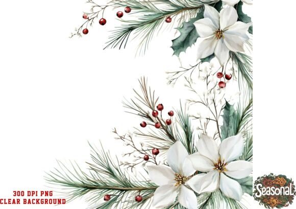 White Magnolia Christmas Bouquet PNG in Illustrations